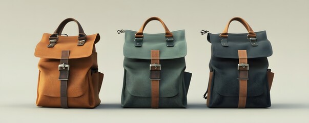 Stylish backpacks in three colors, perfect for travel, school, or everyday use. Durable design with a modern aesthetic.