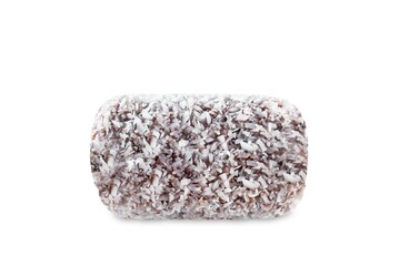 Coconut chocolate soft candy on a white isolated background