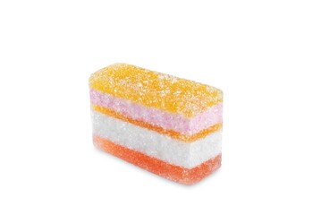 Multicolored lemon berry marmalade slice on a white isolated background