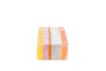 Multicolored lemon berry marmalade slice on a white isolated background
