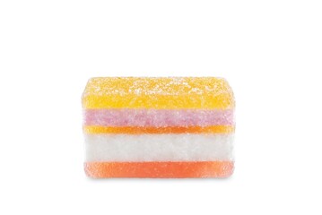 Multicolored lemon berry marmalade slice on a white isolated background