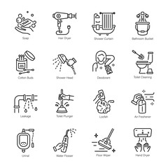 Obraz premium Bundle of Bathroom Equipment Linear Icons