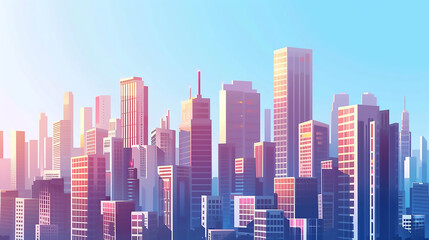 Fototapeta premium Abstract city background with mock up place in sky and wireframe waterfront Technology smart city