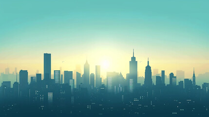 Obraz premium Cityscape. Vector illustration Panoramic view of the modern city