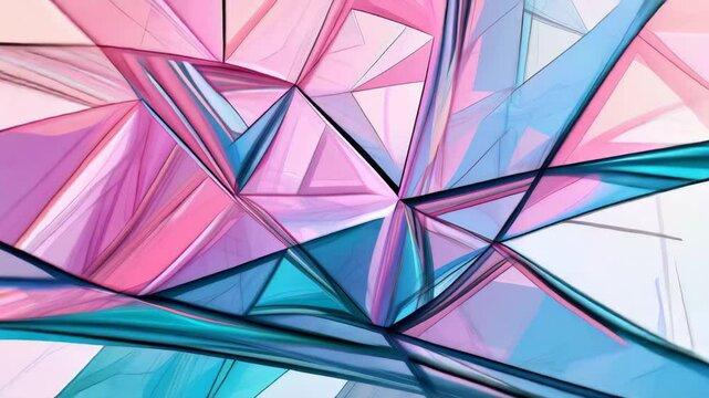 Geometric 3d abstract shapes in pink and blue tones, creating a modern and futuristic design with overlapping transparent layers
