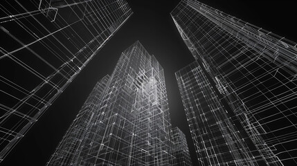 white background Modern Architecture building construction perspective design, building sketch line drawing 