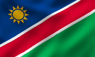 Waving National Flag of Namibia, Vector Illustration