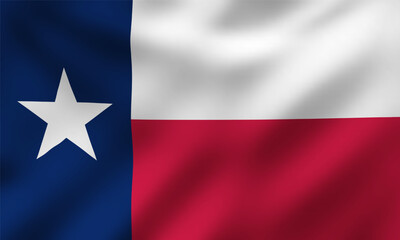 Waving State Flag of Texas, The Lone Star Flag, Vector Illustration