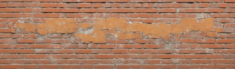 Fototapeta premium Close-up of weathered brick wall with horizontal pattern, variou