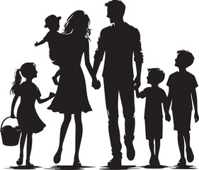 silhouette of a happy family with children vector