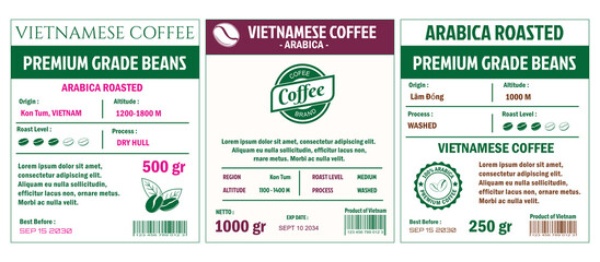 Vietnamese Coffee Labels template simple flat style in cmyk mode with two tone color.
