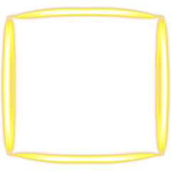 Glowing Gold Yellow Neon Double Square Frame Illustration