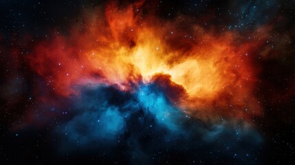 Fototapeta premium A colorful space scene with a red and blue cloud in the middle