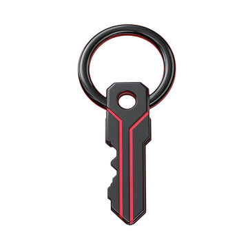 recommend clip art: A stylized black key with red accents, ideal for designs related to security and access. isolated on a transparent background