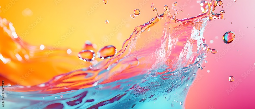 Poster vibrant splash of water captured in motion, showcasing vivid colors and dynamic movement against a s