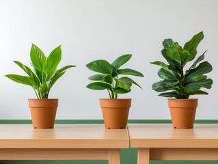 Fototapeta premium A classroom with indoor plants that improve air quality and teach students about the importance of greenery, plants in classroom, green learning environment