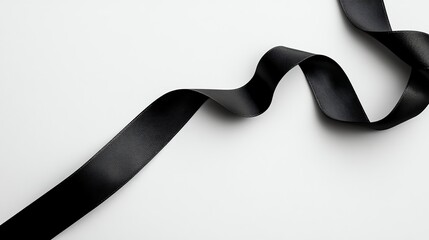 Black ribbon on a white background.
