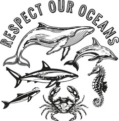 t-shirt design ocean animal