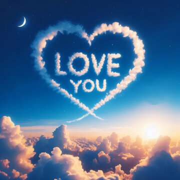 sky love you writing cloud skywriting heart symbol feeling romance message aerial
