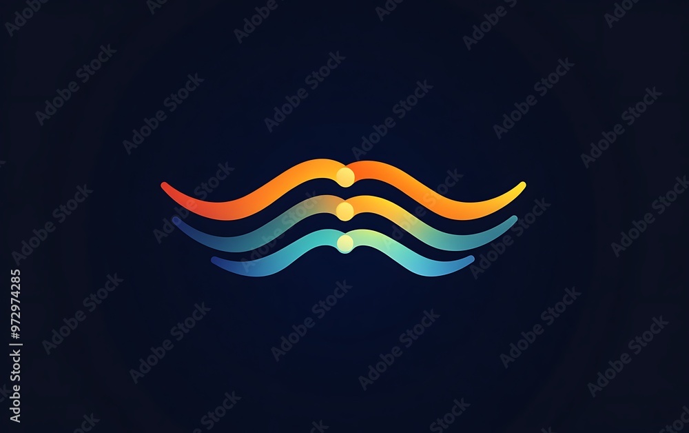 Poster futuristic internet connection logo design with nodes and waves