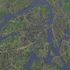 3D illustration of city and urban in Stockholm Sweden
