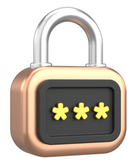 3D security icon. Secure password. 3D illustration.