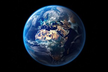 Obraz premium A breathtaking view of Earth from the International Space Station, the planet a vibrant blue marble against the inky blackness of space