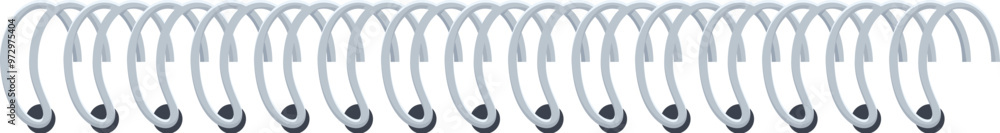 Poster metal spiral binding, creating a repeating pattern, is often used for binding notebooks and calendar