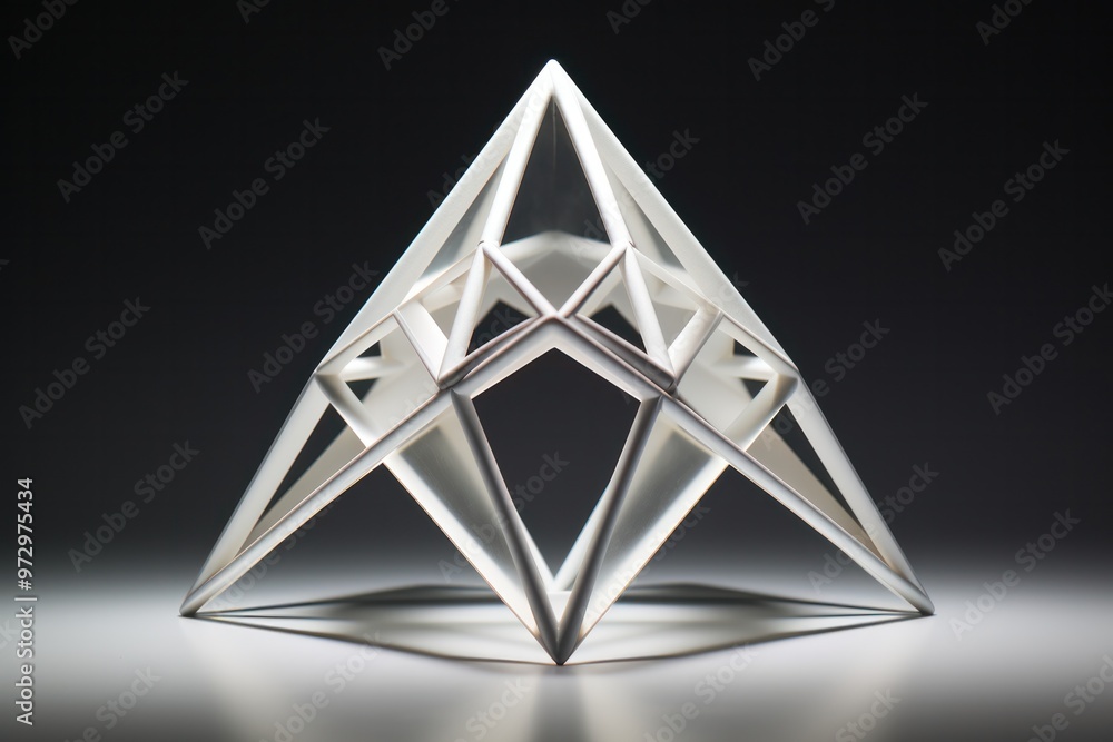 Poster a captivating 3d octahedron, its sharp edges and gleaming surfaces creating a sense of dynamism
