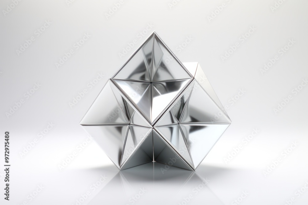 Poster a captivating 3d octahedron, its sharp edges and gleaming surfaces creating a sense of dynamism