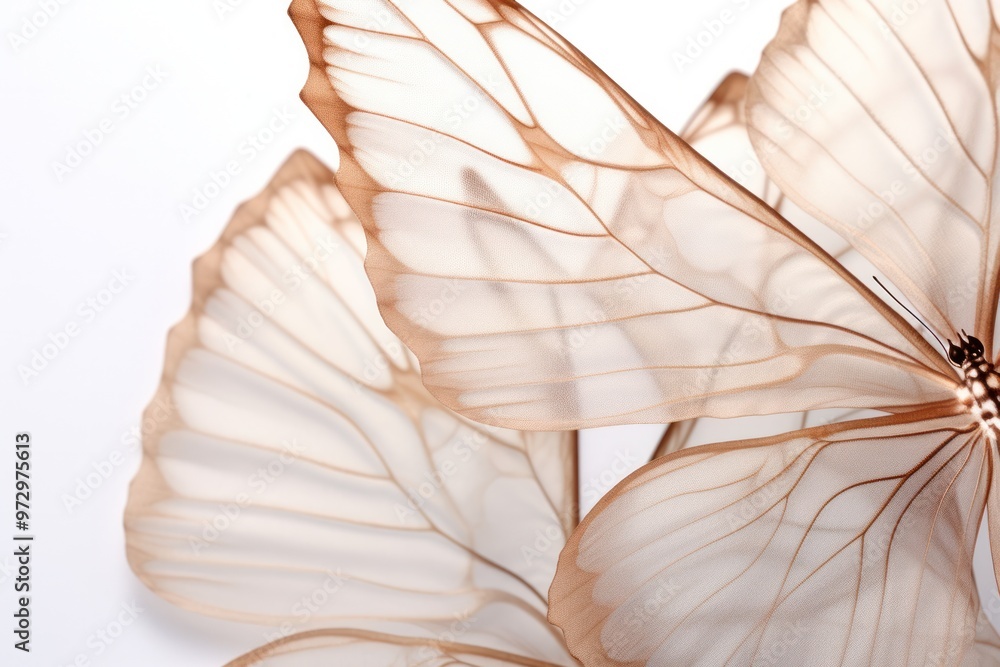 Aufkleber a captivating macro photograph of a butterfly's intricate wing patterns, contrasting with the soft p