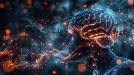 Fototapeta premium Vivid Neurological Activity in Brain Simulation Illustration