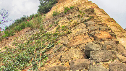 Trabzon Zağnos Valley and the flat and arched historical castle walls of Trabzon Castle © cagatay
