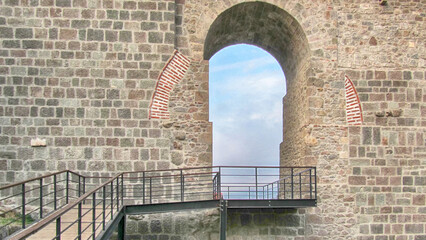 Trabzon Zağnos Valley and the flat and arched historical castle walls of Trabzon Castle © cagatay