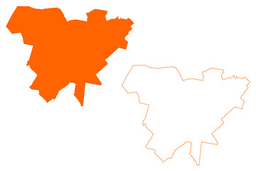 Goirle municipality (Kingdom of the Netherlands, Holland, North Brabant or Noord-Brabant province) map vector illustration, scribble sketch map