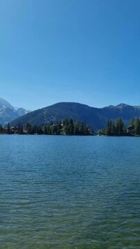 Laz Blanc mountain lake with the mountains around Mont Blanc
