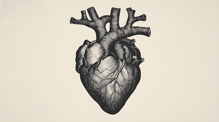 Detailed vintage heart illustration in grayscale design image