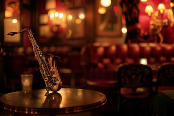 Saxophone in a dimly lit bar