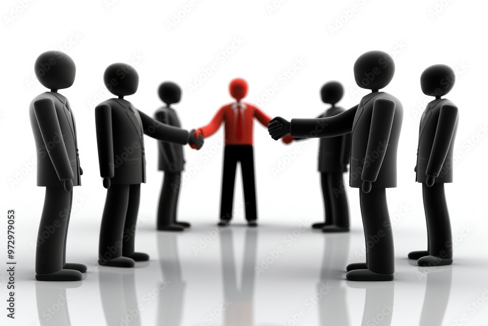 Poster a handshake between a business leader and a team member, emphasizing teamwork and unity