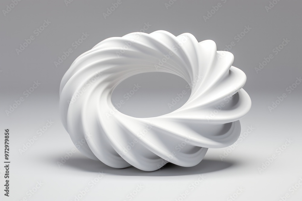 Poster a mesmerizing 3d torus, its smooth, endless loop casting an otherworldly glow against the stark