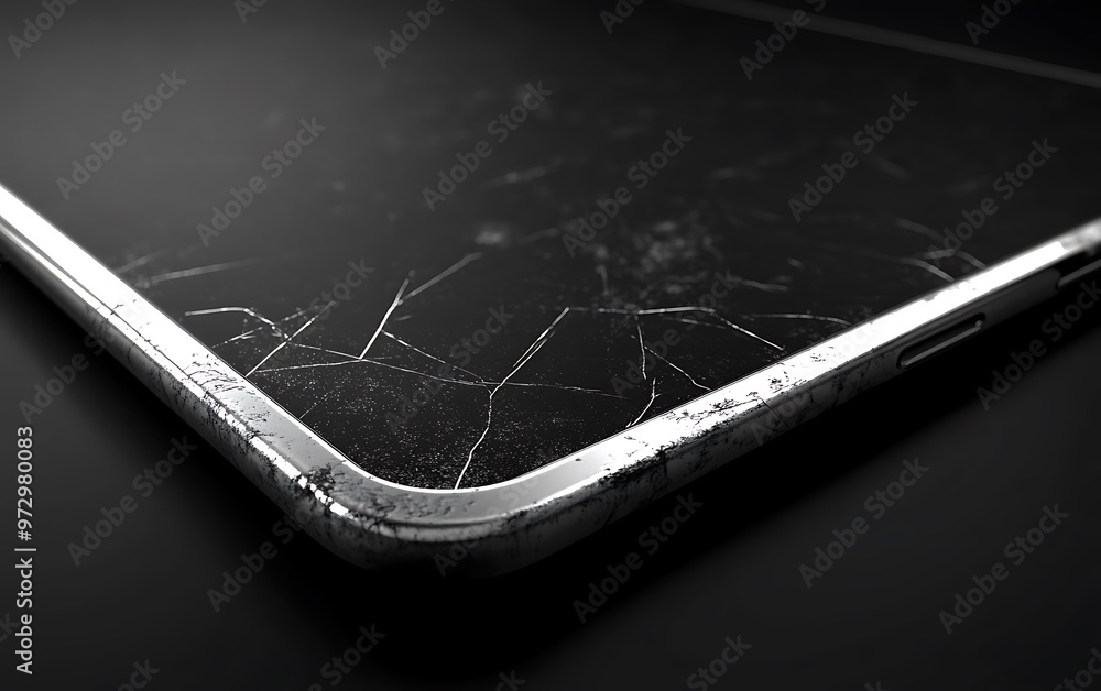 Poster modern digital tablet with realistic scratched design - 3d rendered image