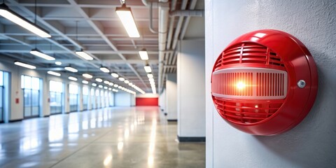 Fire alarm strobe light detector in a commercial building, fire alarm, strobe light, detector, emergency, safety
