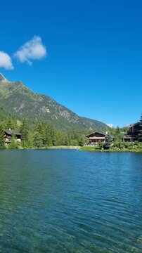 The beautiful scene of Tour Du Mount Blanc at Champex Lac.
