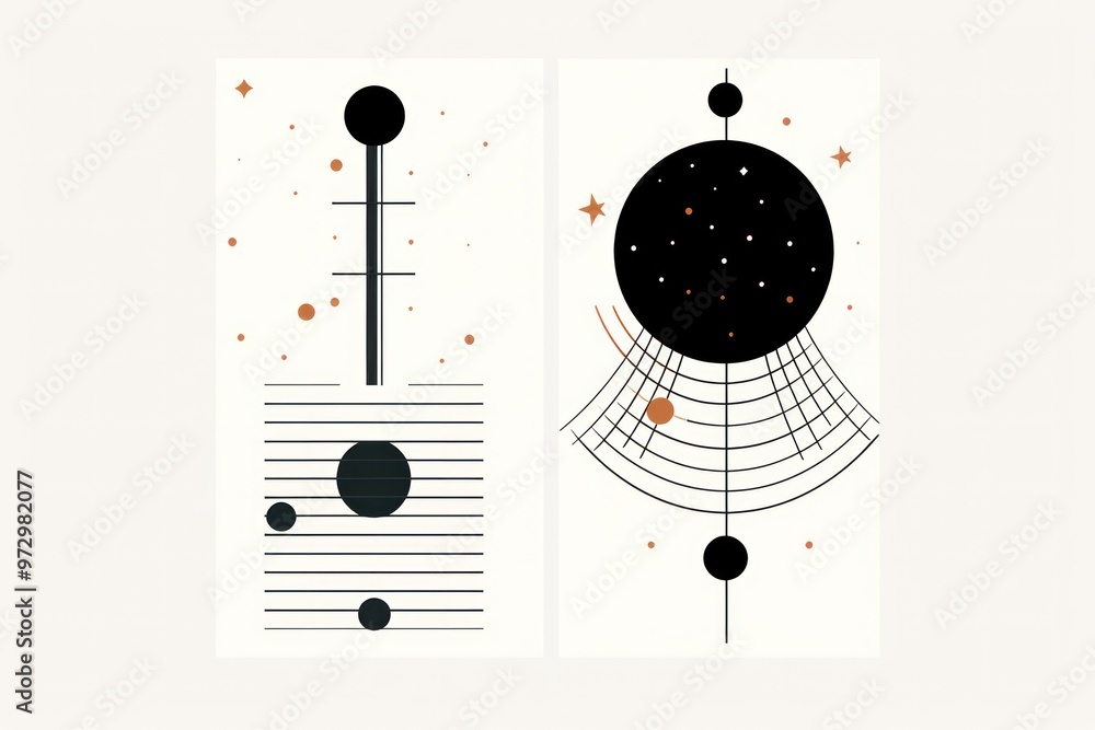 Poster a minimalist representation of a cell phone signal, using simple lines and geometric shapes to conve