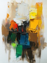expressive oil painting, oil painting vignette, abstract, deep, rich colors, khaki shades, vignette on white background