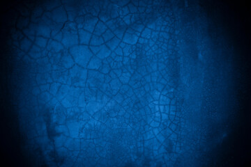Old wall pattern texture cement blue dark abstract  blue color design are light with black gradient background.