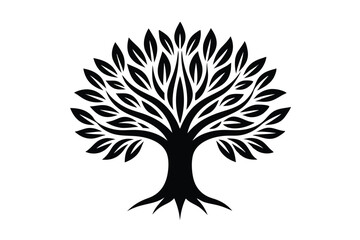 Abstract vibrant tree logo design root creative silhouette simple and minimalist with white background