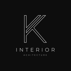 letter k for interior business brand logo design minimalist vector