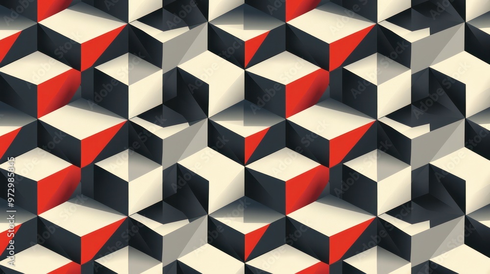 Poster a seamless pattern of geometric shapes seamlessly blending into one another, creating a mesmerizing 