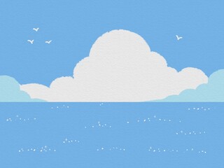 青空と海　背景イラスト